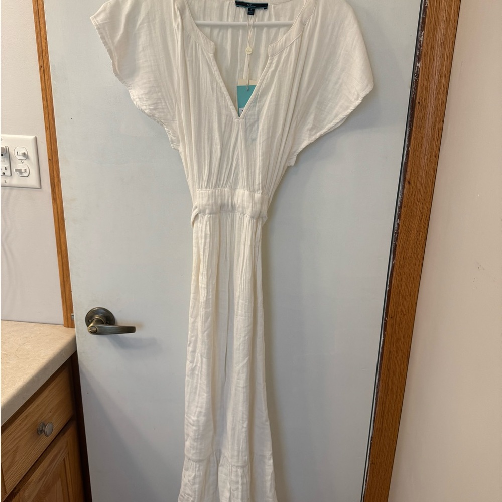 Shore White Gauze Always Belted Midi Dress NWT